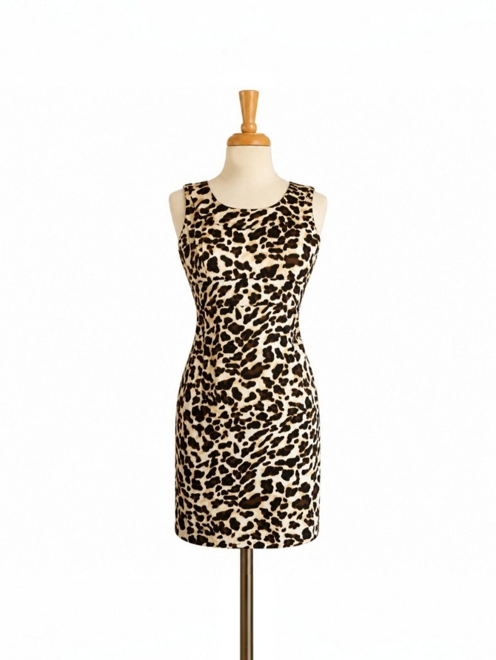 Jones New York Signature Petite Leopard Print Sheath Dress Stretch Cotton Size 2
